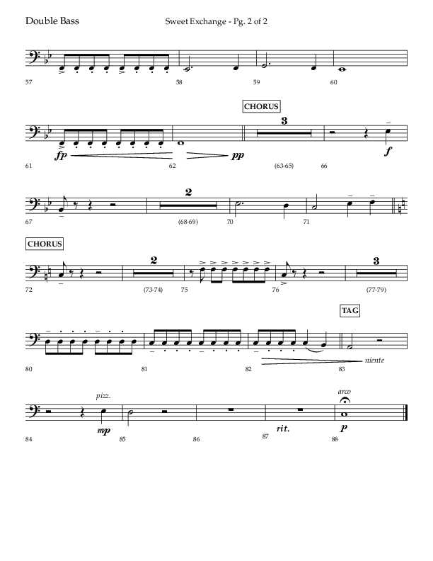 Sweet Exchange (Psalm 51) (Choral Anthem SATB) Double Bass (Lifeway Choral / Arr. John Bolin / Orch. Philip Keveren)