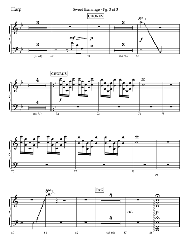 Sweet Exchange (Psalm 51) (Choral Anthem SATB) Harp (Lifeway Choral / Arr. John Bolin / Orch. Philip Keveren)
