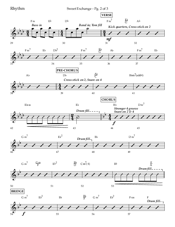 Sweet Exchange (Psalm 51) (Choral Anthem SATB) Rhythm Chart (Lifeway Choral / Arr. John Bolin / Orch. Phillip Keveren)