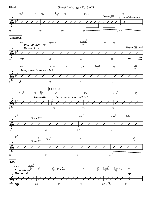 Sweet Exchange (Psalm 51) (Choral Anthem SATB) Rhythm Chart (Lifeway Choral / Arr. John Bolin / Orch. Phillip Keveren)