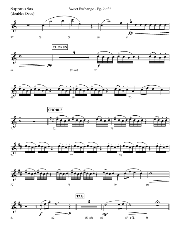 Sweet Exchange (Psalm 51) (Choral Anthem SATB) Soprano Sax (Lifeway Choral / Arr. John Bolin / Orch. Phillip Keveren)