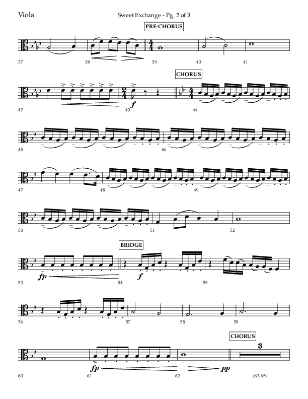 Sweet Exchange (Psalm 51) (Choral Anthem SATB) Viola (Lifeway Choral / Arr. John Bolin / Orch. Phillip Keveren)