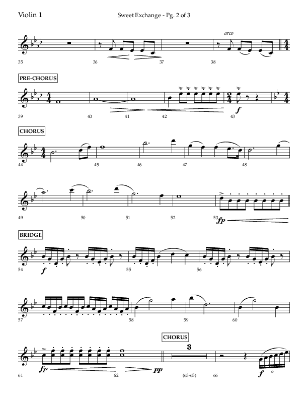 Sweet Exchange (Psalm 51) (Choral Anthem SATB) Violin 1 (Lifeway Choral / Arr. John Bolin / Orch. Phillip Keveren)