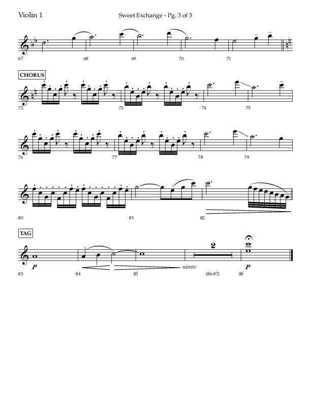 Sweet Exchange (Psalm 51) (Choral Anthem SATB) Violin 1 (Lifeway Choral / Arr. John Bolin / Orch. Philip Keveren)