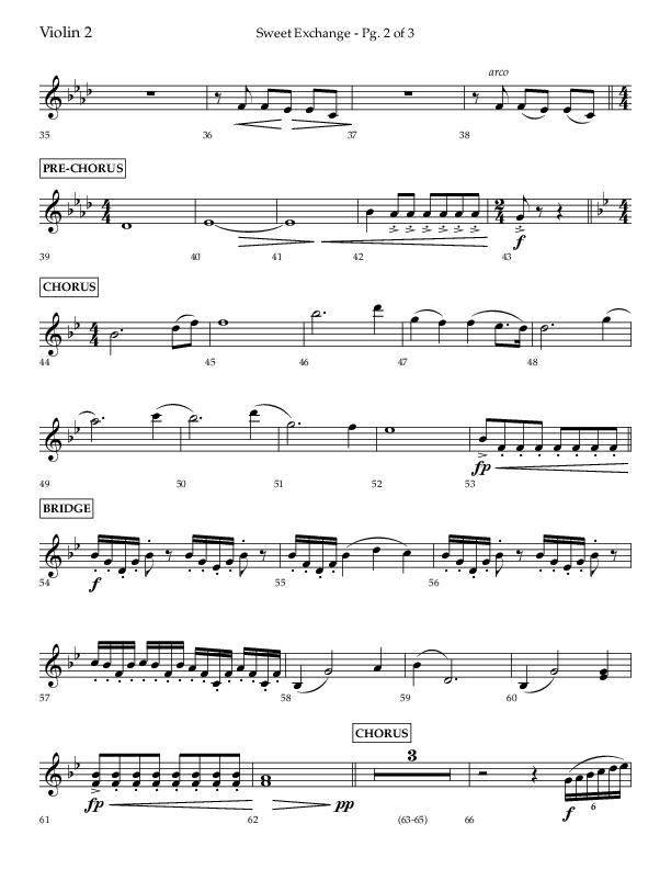 Sweet Exchange (Psalm 51) (Choral Anthem SATB) Violin 2 (Lifeway Choral / Arr. John Bolin / Orch. Phillip Keveren)