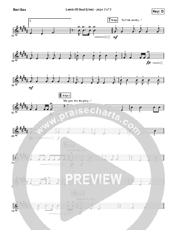 Lamb Of God (Live) Bari Sax (Matt Redman / David Funk)