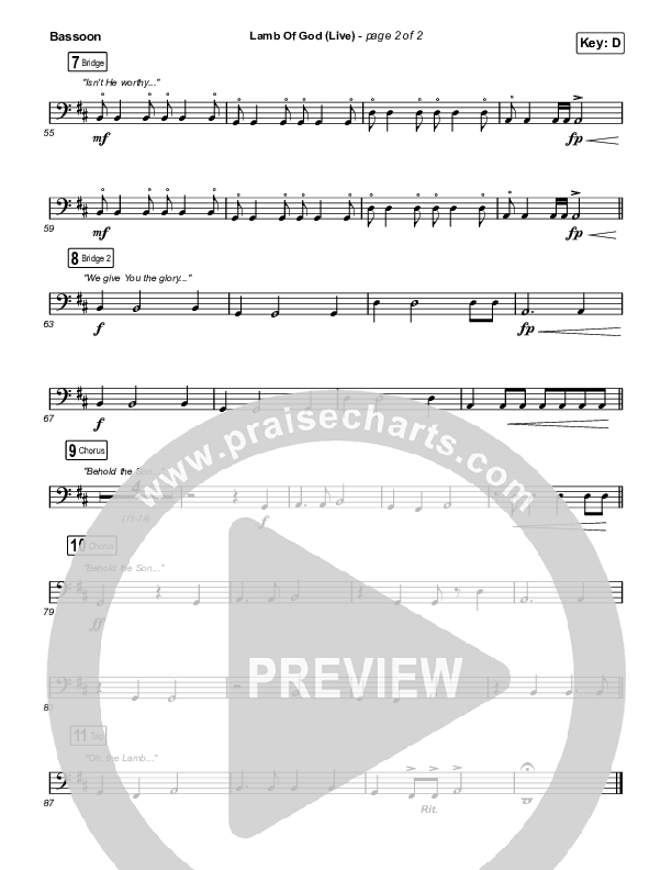 Lamb Of God (Live) Bassoon (Matt Redman / David Funk)