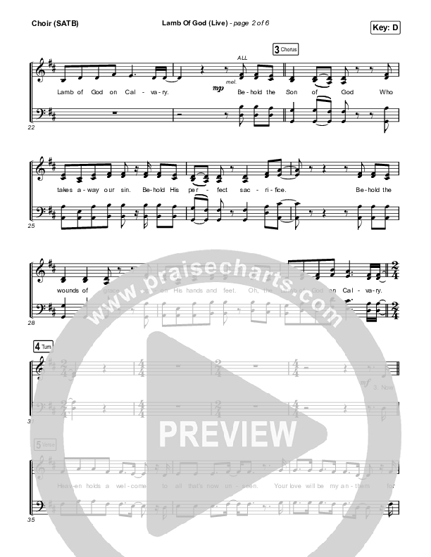 Lamb Of God (Live) Choir Sheet (SATB) (Matt Redman / David Funk)