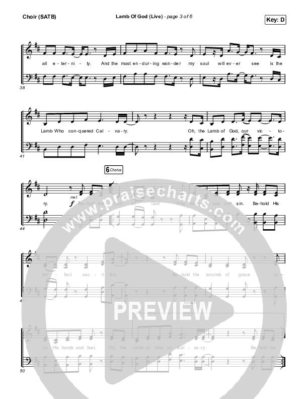 Lamb Of God (Live) Choir Sheet (SATB) (Matt Redman / David Funk)