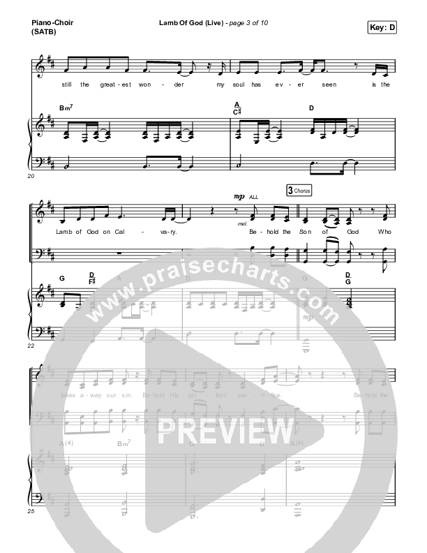 Lamb Of God (Live) Piano/Vocal (SATB) (Matt Redman / David Funk)