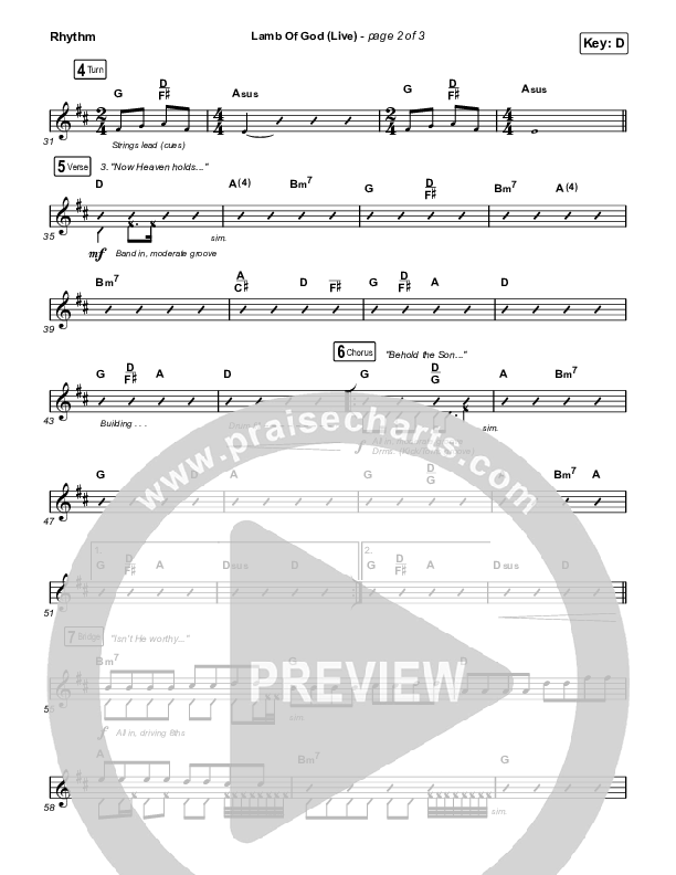 Lamb Of God (Live) Rhythm Chart (Matt Redman / David Funk)