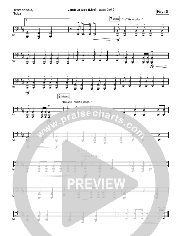 Lamb Of God (Live) Trombone 3/Tuba (Matt Redman / David Funk)