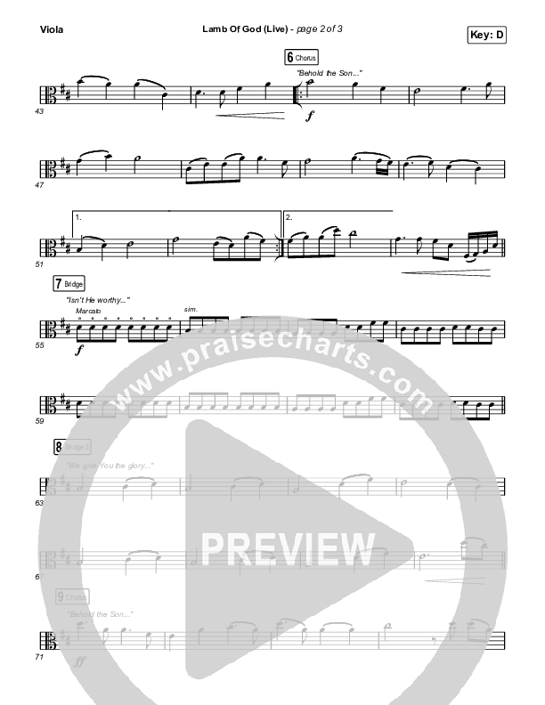 Lamb Of God (Live) Viola (Matt Redman / David Funk)