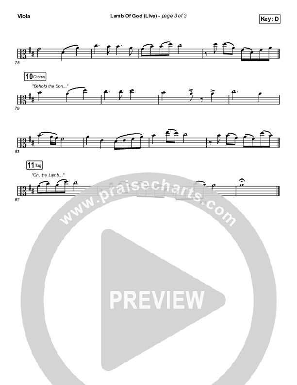 Lamb Of God (Live) Viola Sheet Music PDF (Matt Redman / David Funk