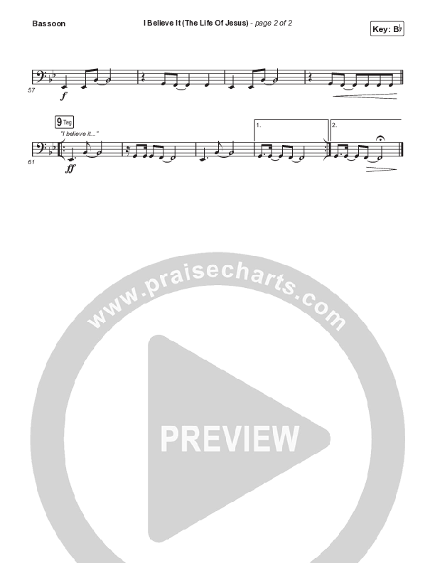 I Believe It (The Life Of Jesus) (Choral Anthem SATB) Bassoon (Jon Reddick / Arr. Mason Brown)