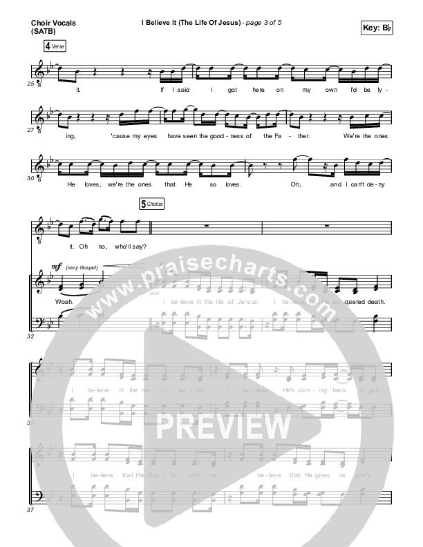 I Believe It (The Life Of Jesus) (Choral Anthem SATB) Choir Sheet (SATB) (Jon Reddick / Arr. Mason Brown)