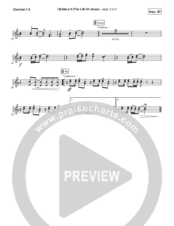I Believe It (The Life Of Jesus) (Choral Anthem SATB) Clarinet 1,2 (Jon Reddick / Arr. Mason Brown)