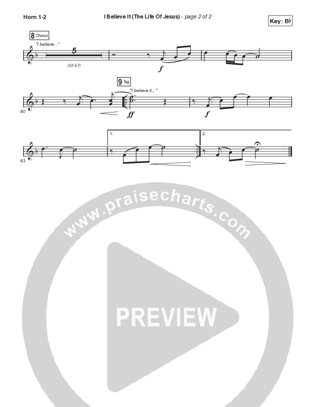 I Believe It (The Life Of Jesus) (Choral Anthem SATB) French Horn 1,2 (Jon Reddick / Arr. Mason Brown)