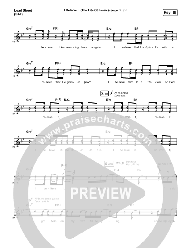 I Believe It (The Life Of Jesus) (Choral Anthem SATB) Lead Sheet (SAT) (Jon Reddick / Arr. Mason Brown)