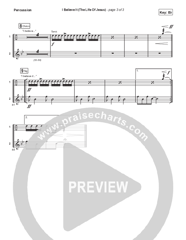 I Believe It (The Life Of Jesus) (Choral Anthem SATB) Percussion (Jon Reddick / Arr. Mason Brown)