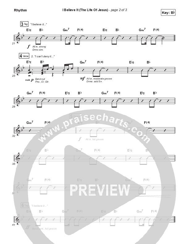 I Believe It (The Life Of Jesus) (Choral Anthem SATB) Rhythm Chart (Jon Reddick / Arr. Mason Brown)