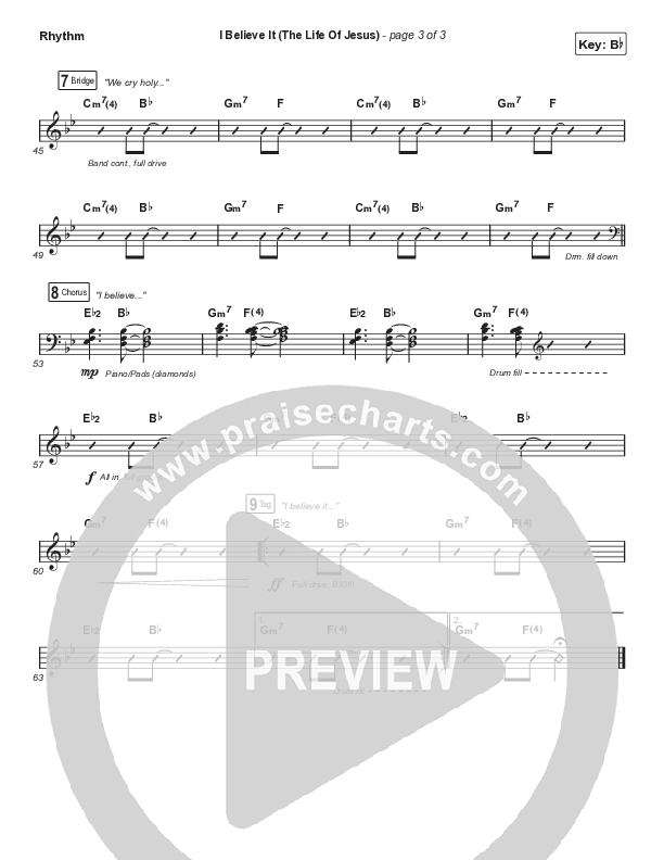 I Believe It (The Life Of Jesus) (Choral Anthem SATB) Rhythm Chart (Jon Reddick / Arr. Mason Brown)