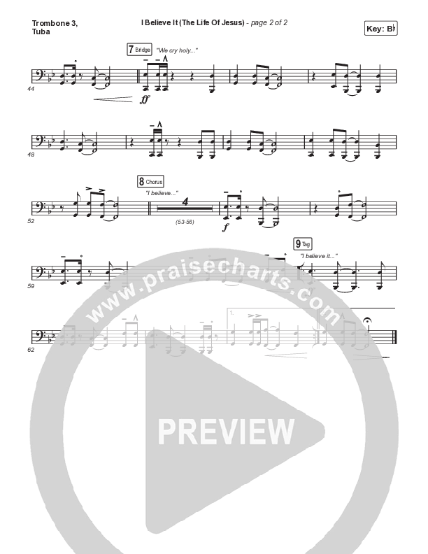 I Believe It (The Life Of Jesus) (Choral Anthem SATB) Trombone 3/Tuba (Jon Reddick / Arr. Mason Brown)
