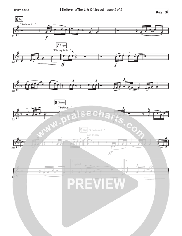 I Believe It (The Life Of Jesus) (Choral Anthem SATB) Trumpet 3 (Jon Reddick / Arr. Mason Brown)
