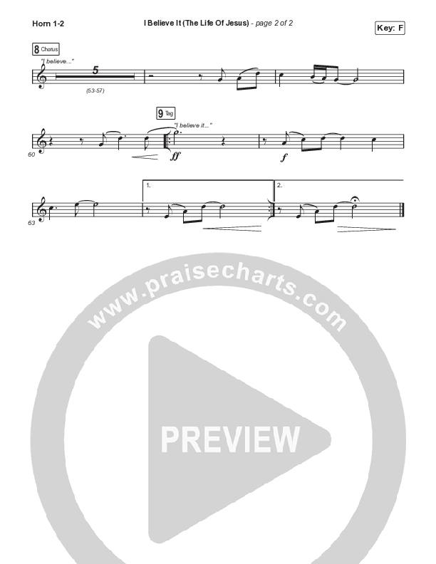 I Believe It (The Life Of Jesus) (Worship Choir/SAB) French Horn 1/2 (Jon Reddick / Arr. Mason Brown)