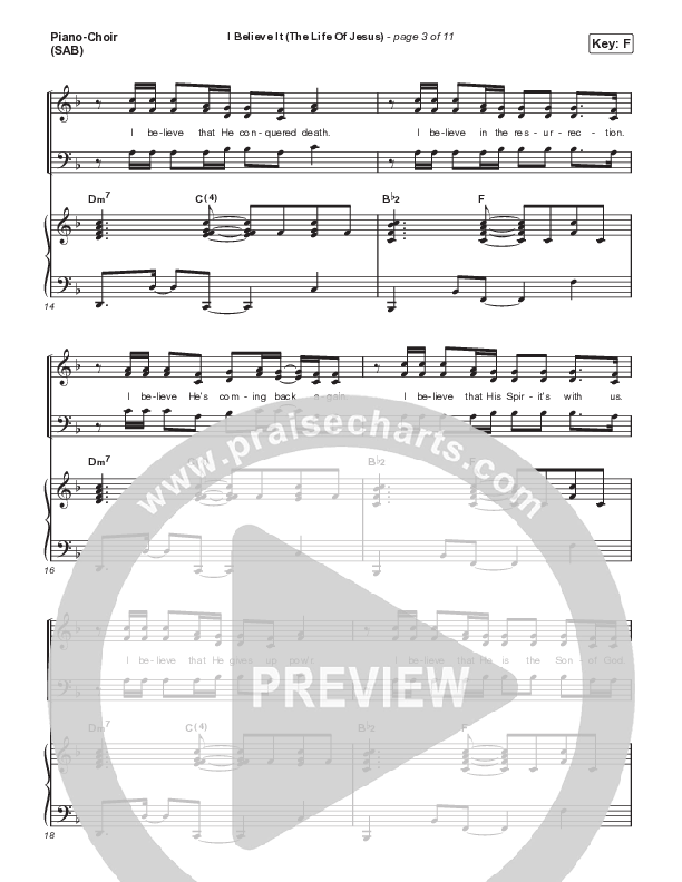 I Believe It (The Life Of Jesus) (Worship Choir/SAB) Piano/Choir (SAB) (Jon Reddick / Arr. Mason Brown)