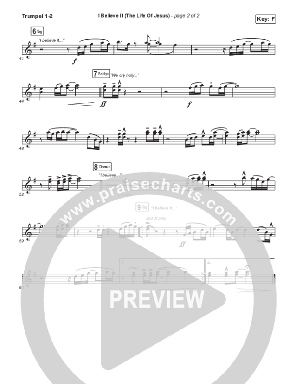 I Believe It (The Life Of Jesus) (Worship Choir/SAB) Trumpet 1,2 (Jon Reddick / Arr. Mason Brown)
