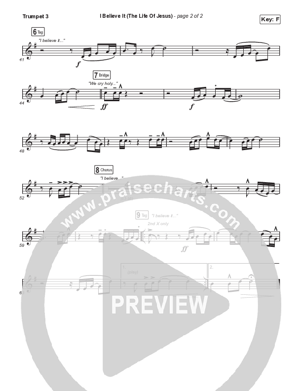 I Believe It (The Life Of Jesus) (Worship Choir/SAB) Trumpet 3 (Jon Reddick / Arr. Mason Brown)