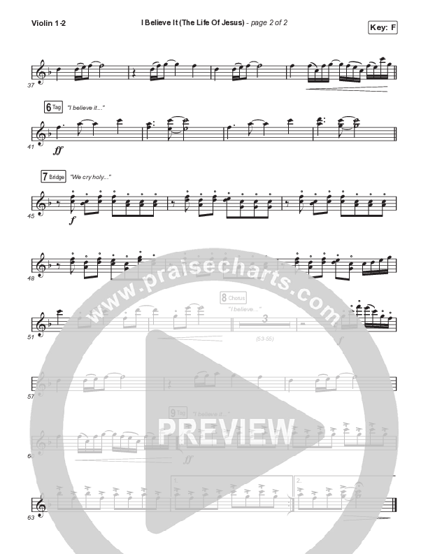 I Believe It (The Life Of Jesus) (Worship Choir/SAB) Violin 1/2 (Jon Reddick / Arr. Mason Brown)