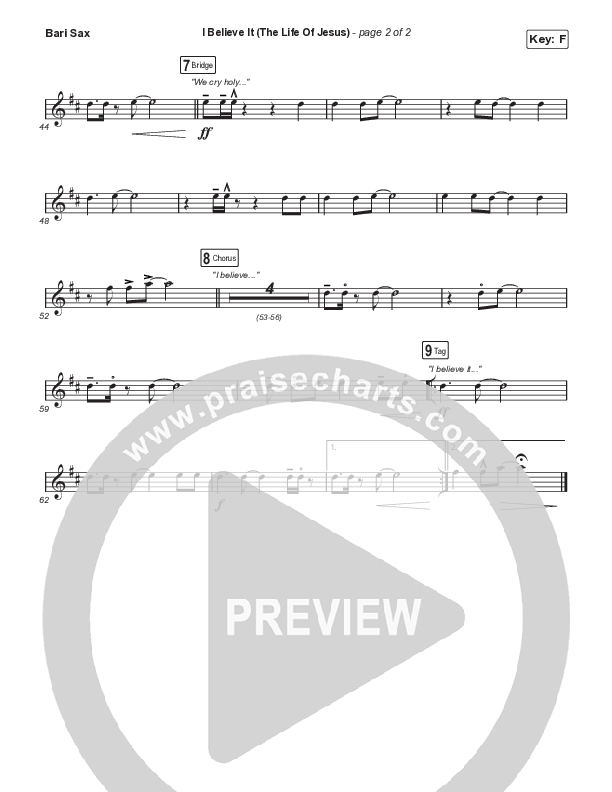 I Believe It (The Life Of Jesus) (Sing It Now) Bari Sax (Jon Reddick / Arr. Mason Brown)
