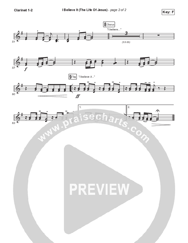 I Believe It (The Life Of Jesus) (Sing It Now) Clarinet 1/2 (Jon Reddick / Arr. Mason Brown)