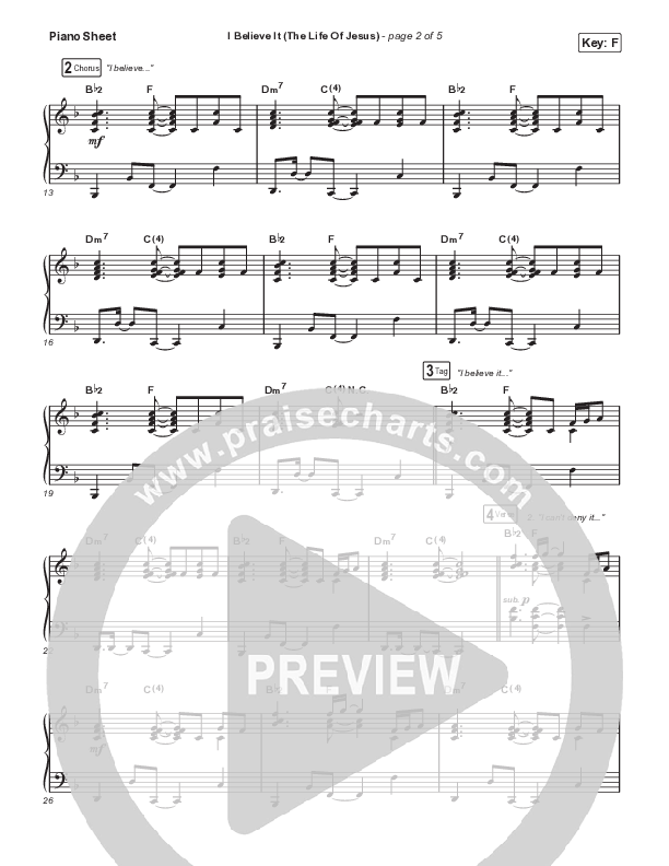 I Believe It (The Life Of Jesus) (Sing It Now) Piano Sheet (Jon Reddick / Arr. Mason Brown)