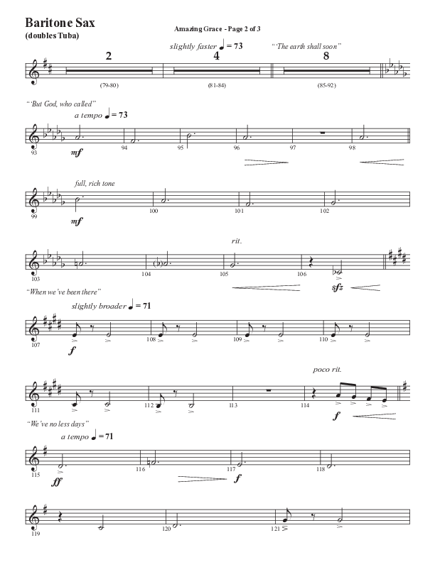 Amazing Grace (250th Anniversary Edition) (Choral Anthem SATB) Bari Sax (Semsen Music / Arr. John Bolin / Orch. David Shipps)