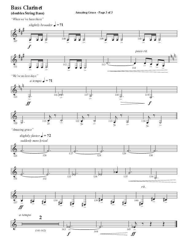 Amazing Grace (250th Anniversary Edition) (Choral Anthem SATB) Bass Clarinet (Semsen Music / Arr. John Bolin / Orch. David Shipps)