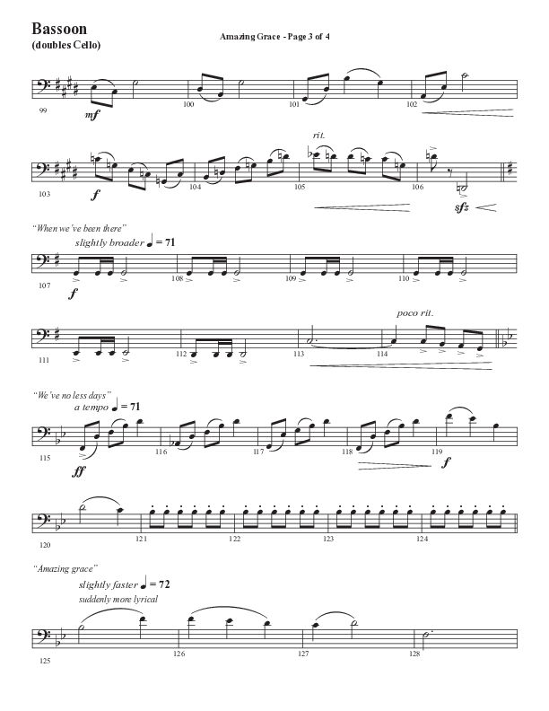 Amazing Grace (250th Anniversary Edition) (Choral Anthem SATB) Bassoon (Semsen Music / Arr. John Bolin / Orch. David Shipps)