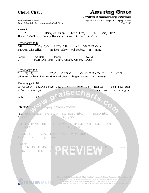 Amazing Grace (250th Anniversary Edition) (Choral Anthem SATB) Chords & Lead Sheet (Semsen Music / Arr. John Bolin / Orch. David Shipps)