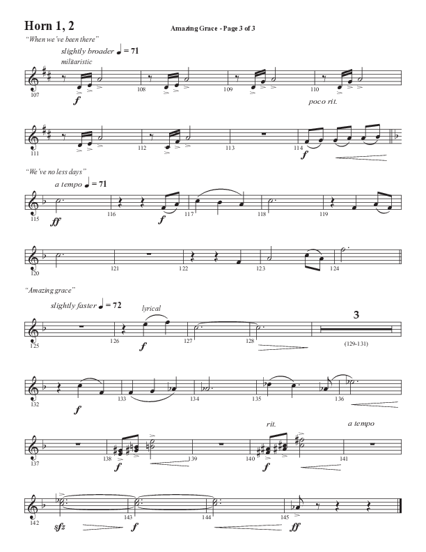 Amazing Grace (250th Anniversary Edition) (Choral Anthem SATB) French Horn 1/2 (Semsen Music / Arr. John Bolin / Orch. David Shipps)