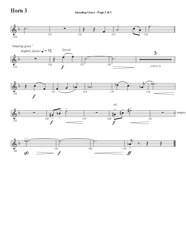 Amazing Grace (250th Anniversary Edition) (Choral Anthem SATB) French Horn 3 (Semsen Music / Arr. John Bolin / Orch. David Shipps)