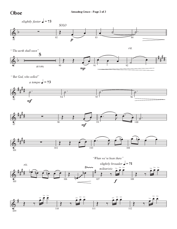 Amazing Grace (250th Anniversary Edition) (Choral Anthem SATB) Oboe (Semsen Music / Arr. John Bolin / Orch. David Shipps)