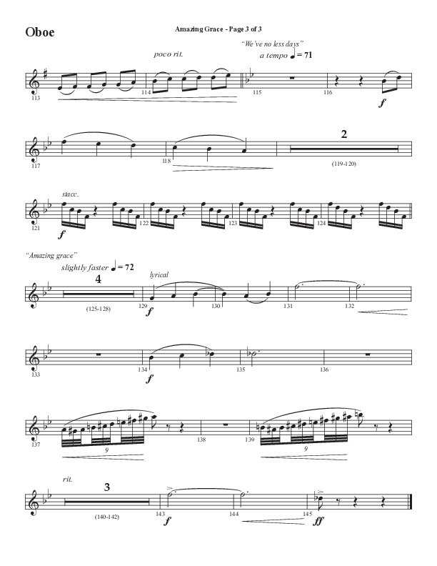 Amazing Grace (250th Anniversary Edition) (Choral Anthem SATB) Oboe (Semsen Music / Arr. John Bolin / Orch. David Shipps)