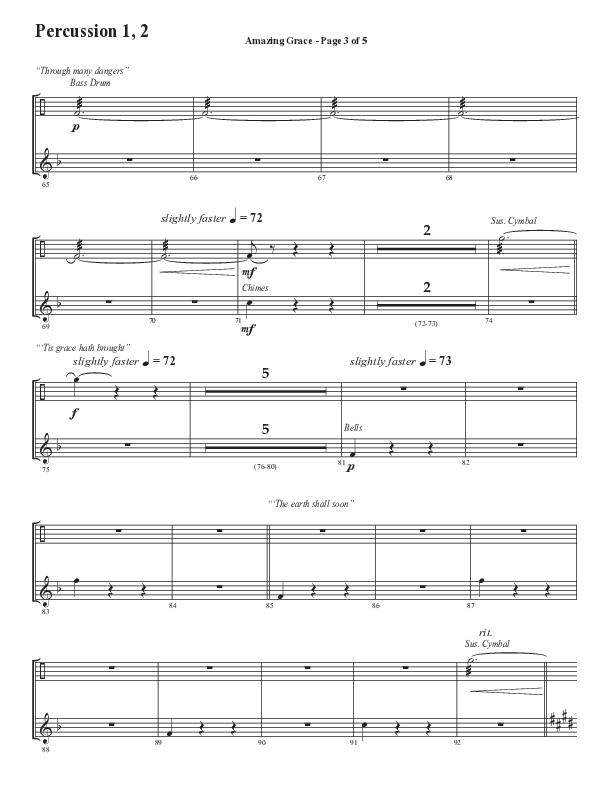 Amazing Grace (250th Anniversary Edition) (Choral Anthem SATB) Percussion (Semsen Music / Arr. John Bolin / Orch. David Shipps)
