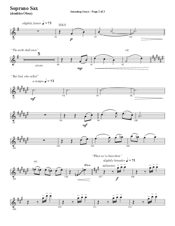 Amazing Grace (250th Anniversary Edition) (Choral Anthem SATB) Soprano Sax (Semsen Music / Arr. John Bolin / Orch. David Shipps)