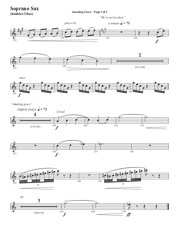 Amazing Grace (250th Anniversary Edition) (Choral Anthem SATB) Soprano Sax (Semsen Music / Arr. John Bolin / Orch. David Shipps)