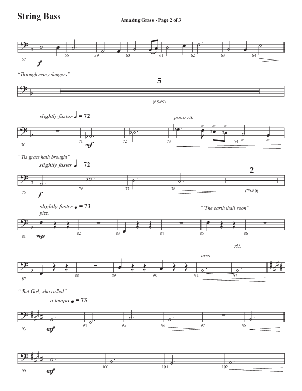 Amazing Grace (250th Anniversary Edition) (Choral Anthem SATB) String Bass (Semsen Music / Arr. John Bolin / Orch. David Shipps)