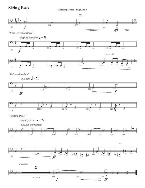 Amazing Grace (250th Anniversary Edition) (Choral Anthem SATB) String Bass (Semsen Music / Arr. John Bolin / Orch. David Shipps)