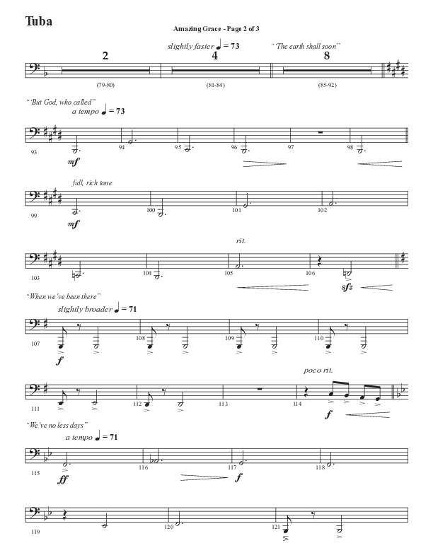 Amazing Grace (250th Anniversary Edition) (Choral Anthem SATB) Tuba (Semsen Music / Arr. John Bolin / Orch. David Shipps)